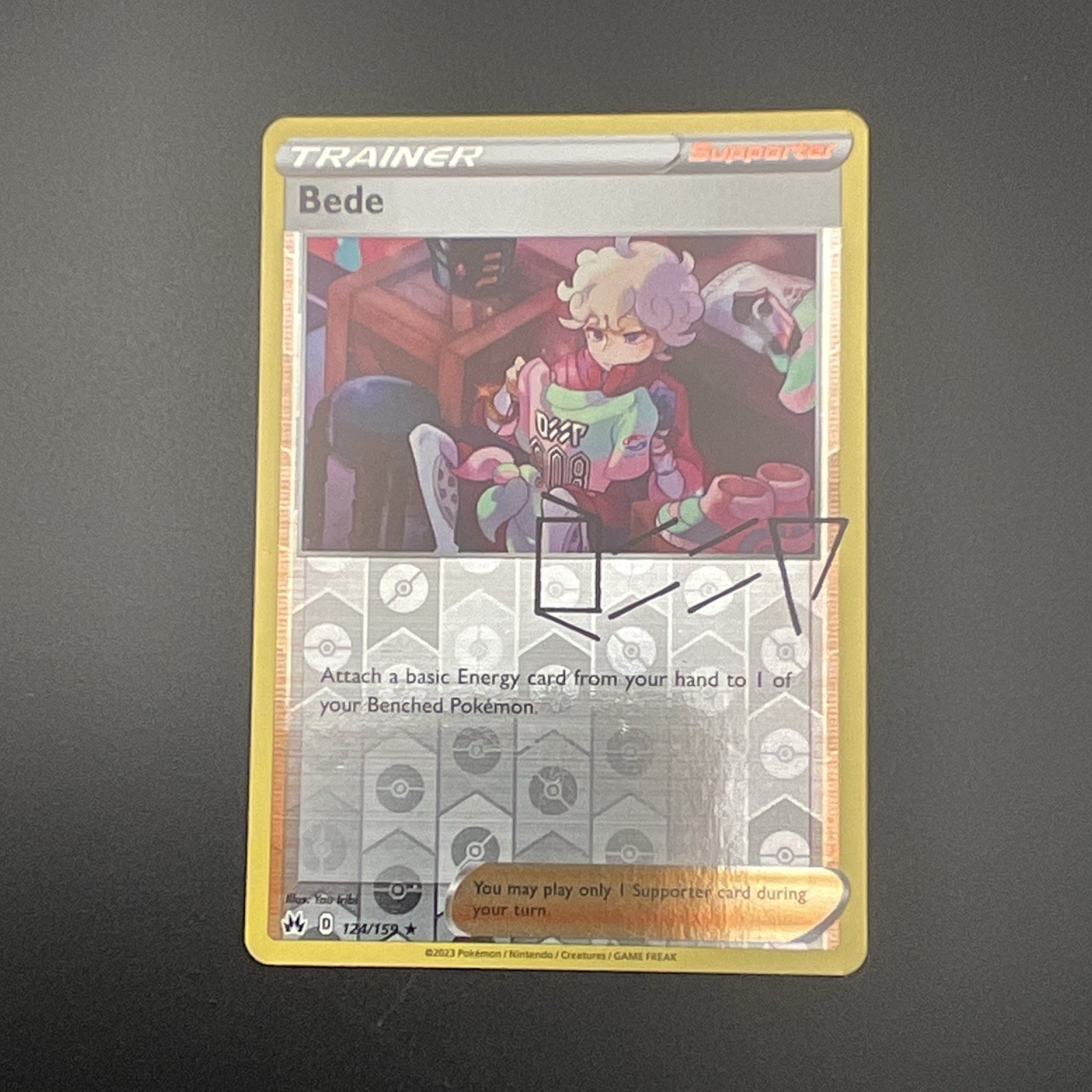 Bede 124/159 SWSH: Crown Zenith Reverse Holo Holo Rare Autographed (English)