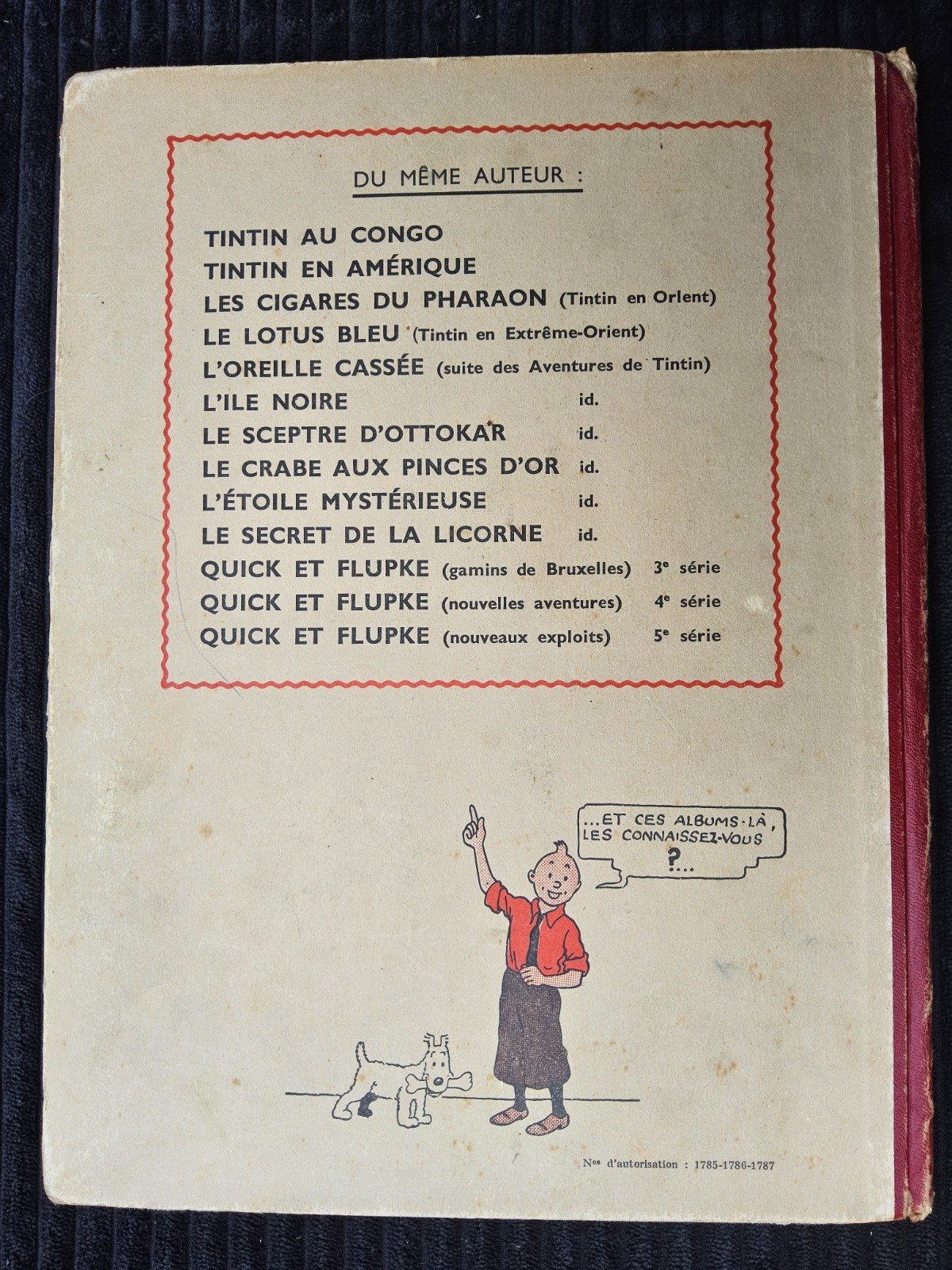 Tintin - Le Secret de la Licorne - A20 - EO - Magnifique dos blanc de 1943
