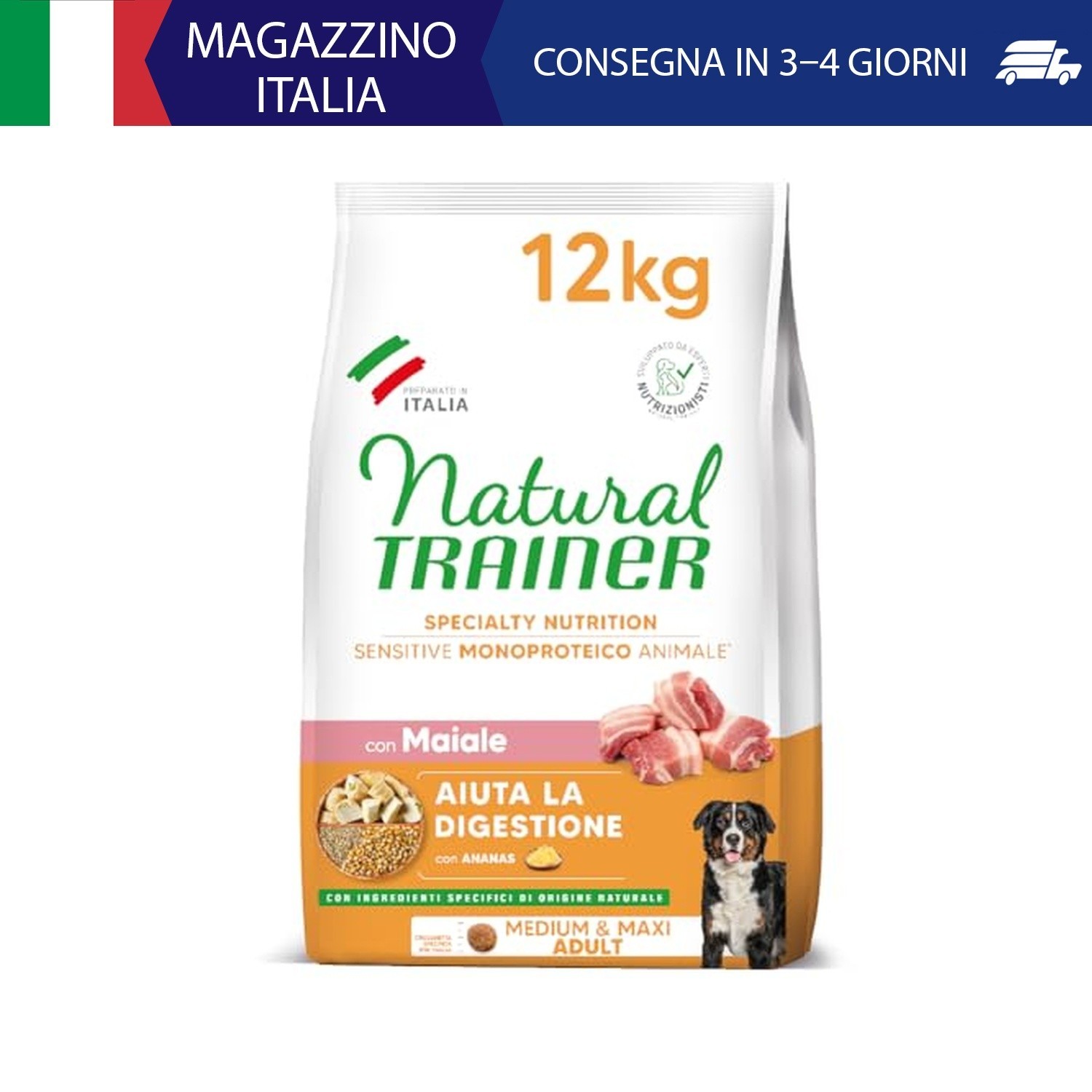 Natural Trainer Sensitive No Gluten Cibo Per Cani Adulti Con Maiale - 12kg