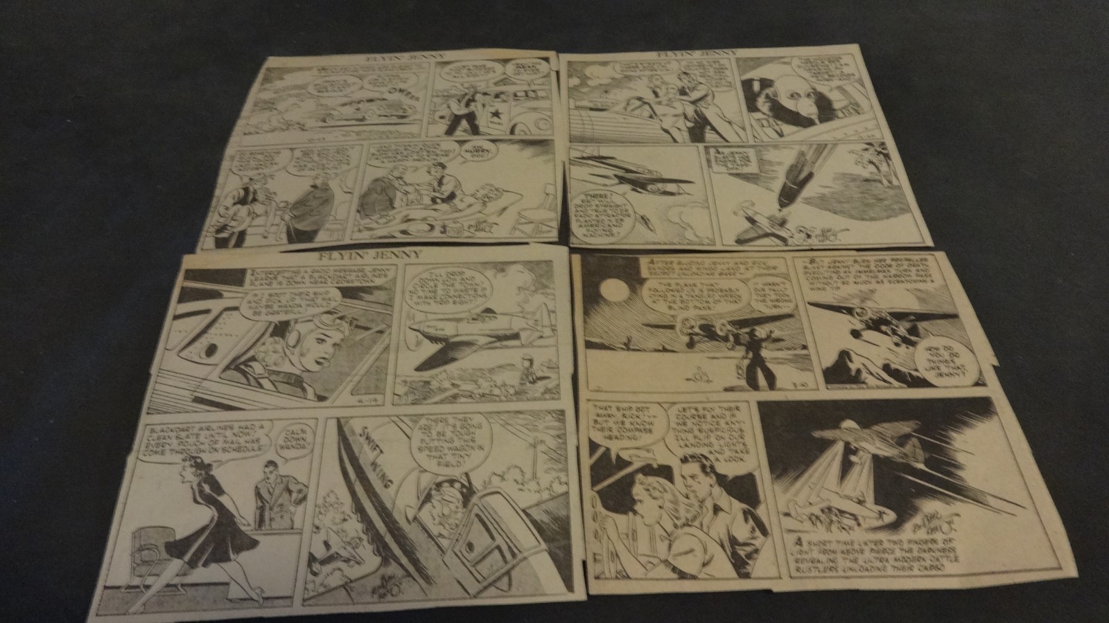 Vintage Lot 2 of 16  FLYIN JENNY by Russell Keaton 6"x 5.5" Clipped Comic Strips