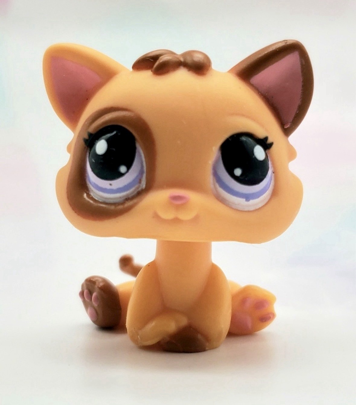 Littlest Pet Shop Authentic # 2414 Orange Brown Baby Kitten Cat Purple Eyes
