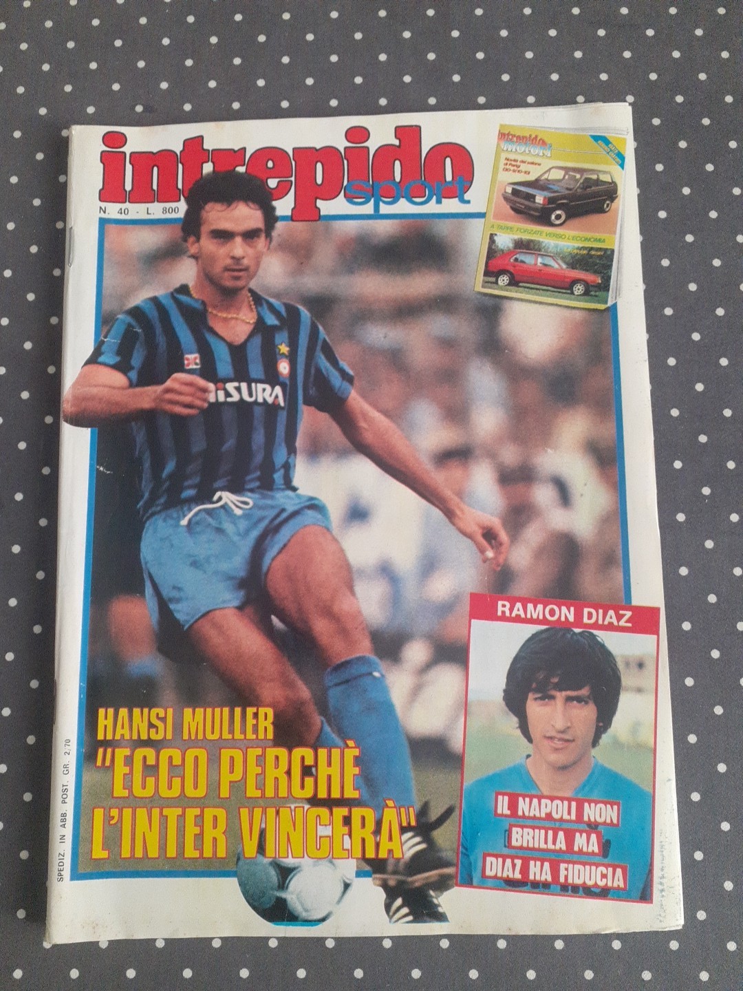 FUMETTO INTREPIDO SPORT NUMERO 40 ANNO 1982 HANSI MULLER INTER INSERTO MOTORI