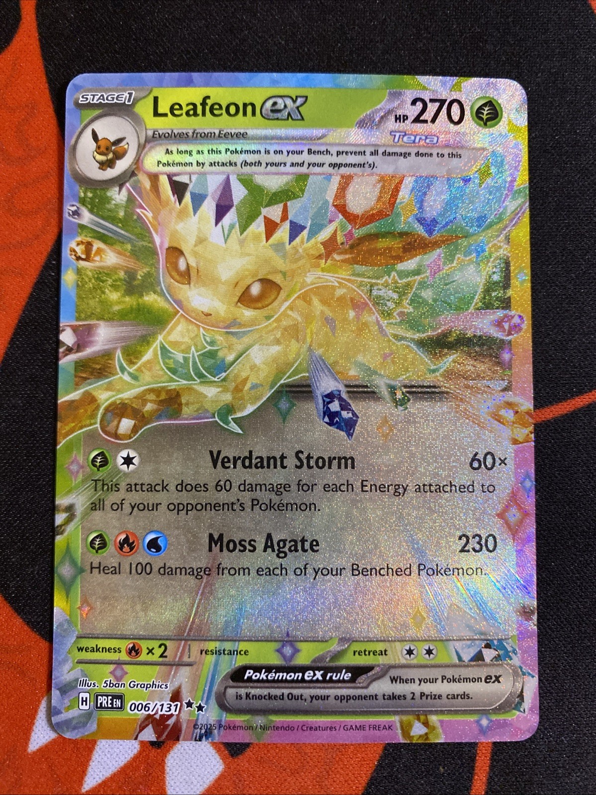 Leafeon ex 006/131 Holo Doppia Rara Evoluzioni Prismatiche Pokemon Near Mint