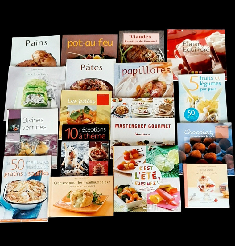 Lot de 17 livres de cuisine avec plein de recettes