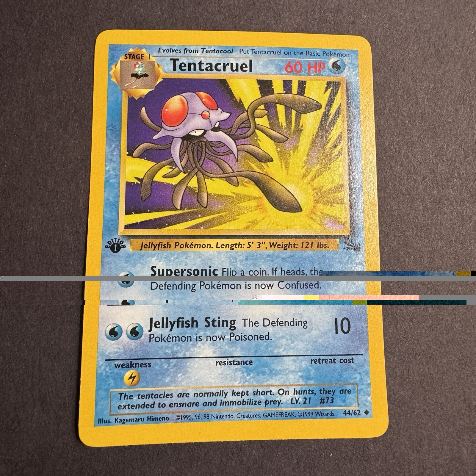 Pokémon Tentacruel Card 44/62 Fossil, Regular 1st Edition LP