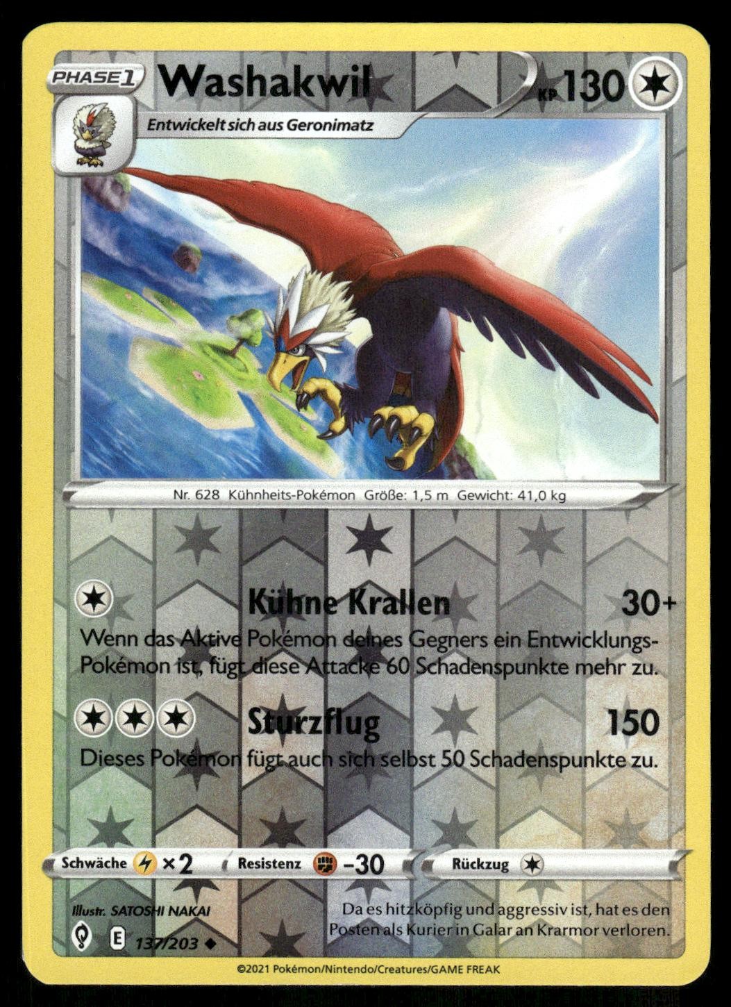 Washakwil 137/203 Uncommon Evolving Skies Reverse Holo NM Carta Pokemon Italiano