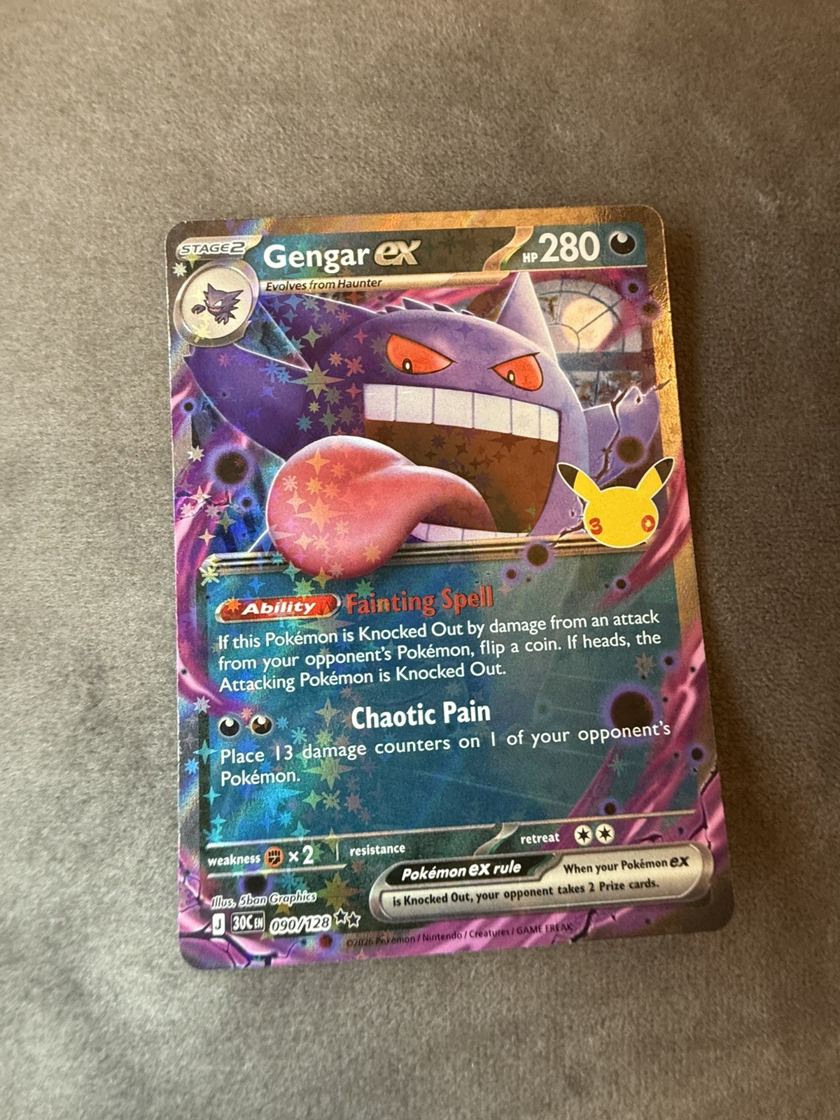 Gengar EX Pokemon 30th Anniversary - Pokemon Cards 090/128 Pokemon Gengar