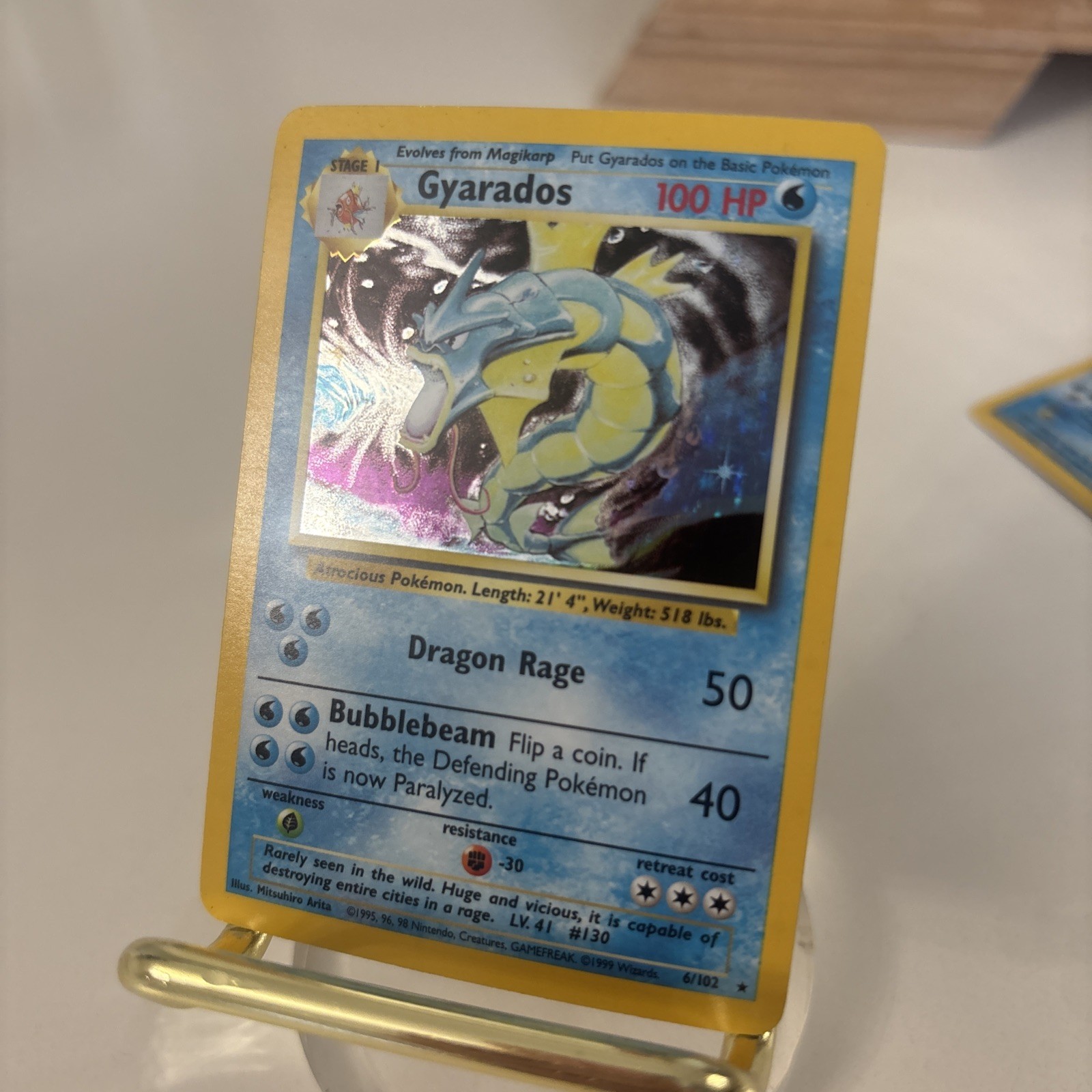 Pokémon TCG Gyarados Base Set Holo Rare 6/102 100 HP English WOTC 1999