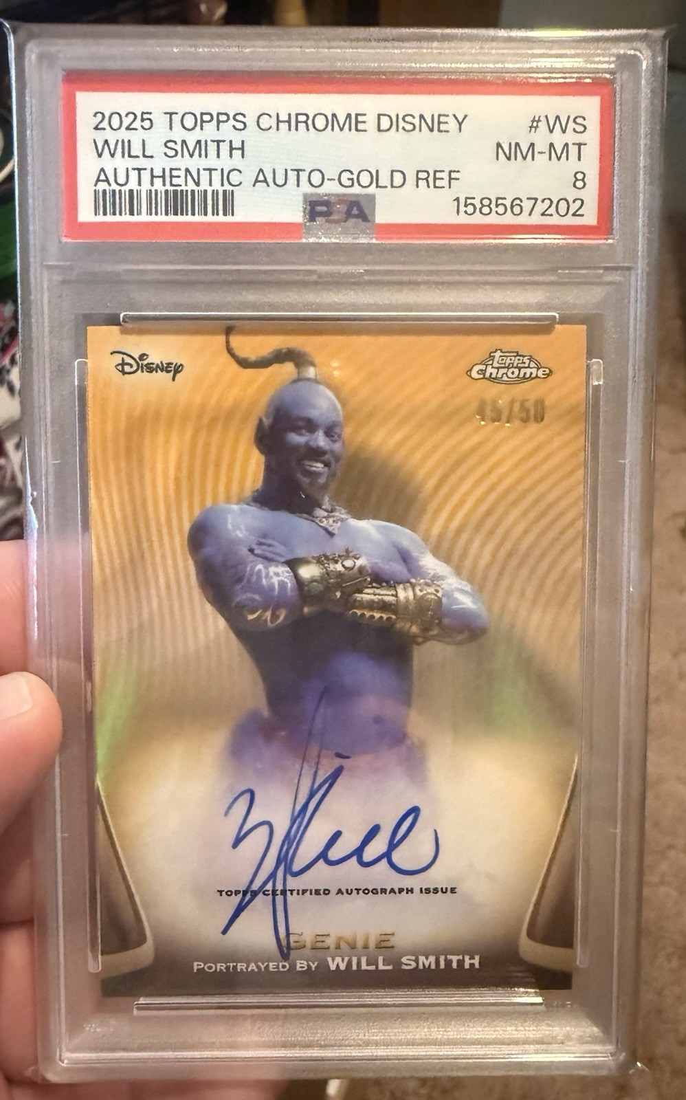 2025 Topps Chrome Disney Will Smith (Genio) Auto Gold #/50 PSA 8!!! 🪄