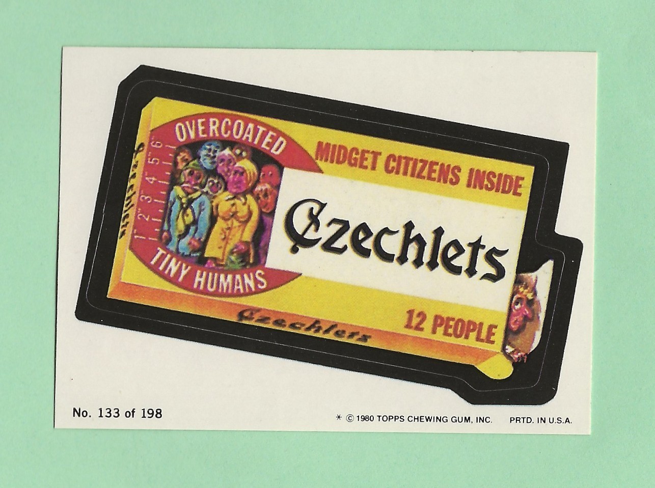 1980 Topps Wacky Packages riedizione serie 3 carte #133 ceche