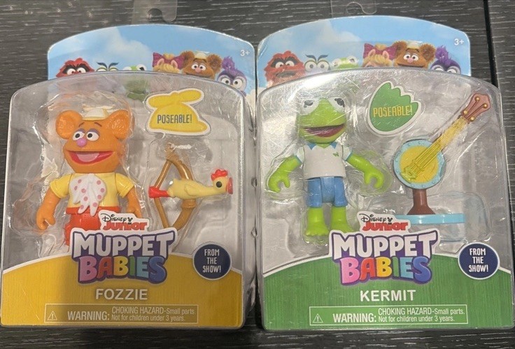 DISNEY JUNIOR Muppet Babies KERMIT & Fozzie Poseable Figure 2.5”