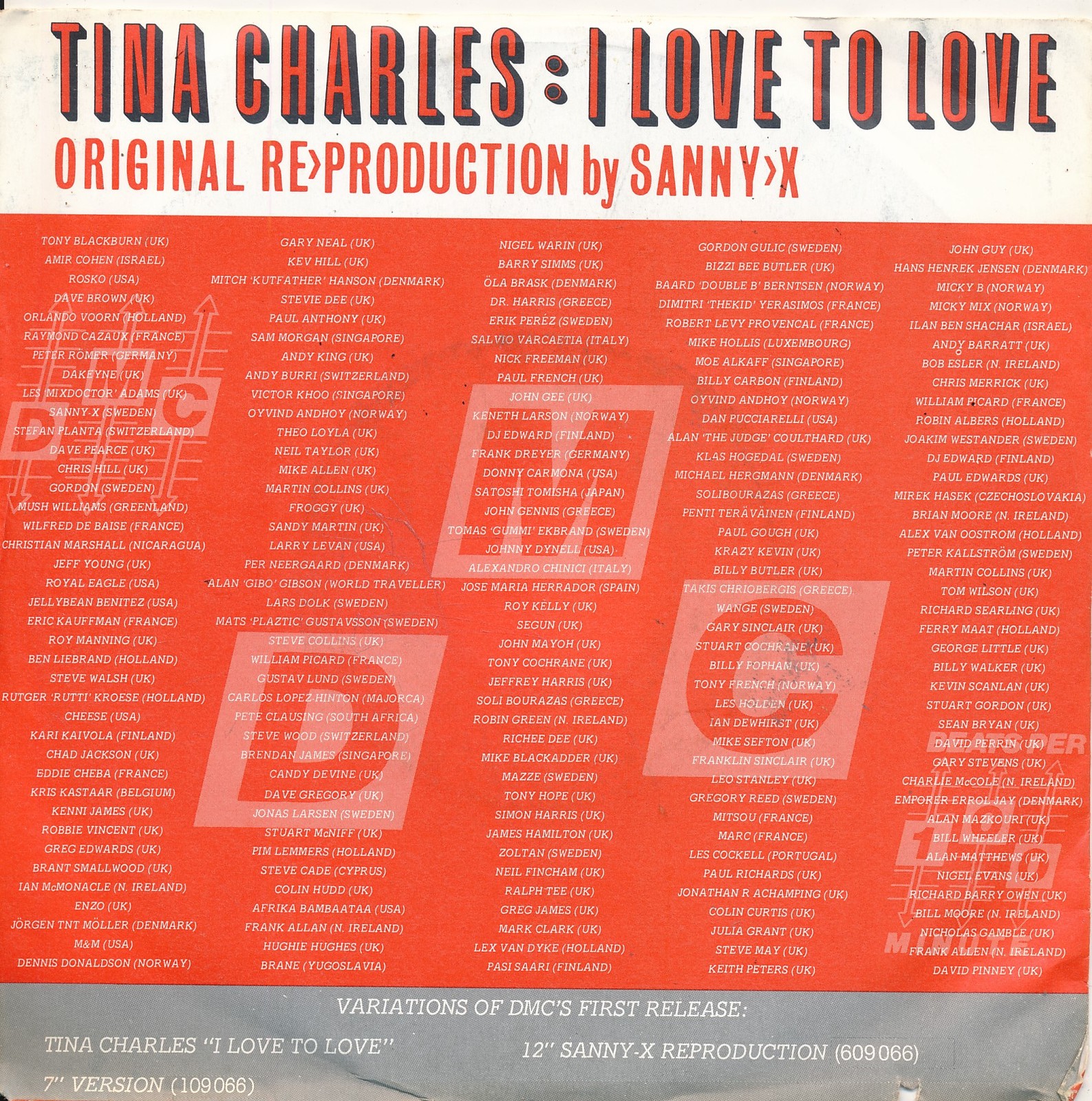 I Love To Love - Tina Charles - Teenage Mix - Single 7" Vinyl 197/11