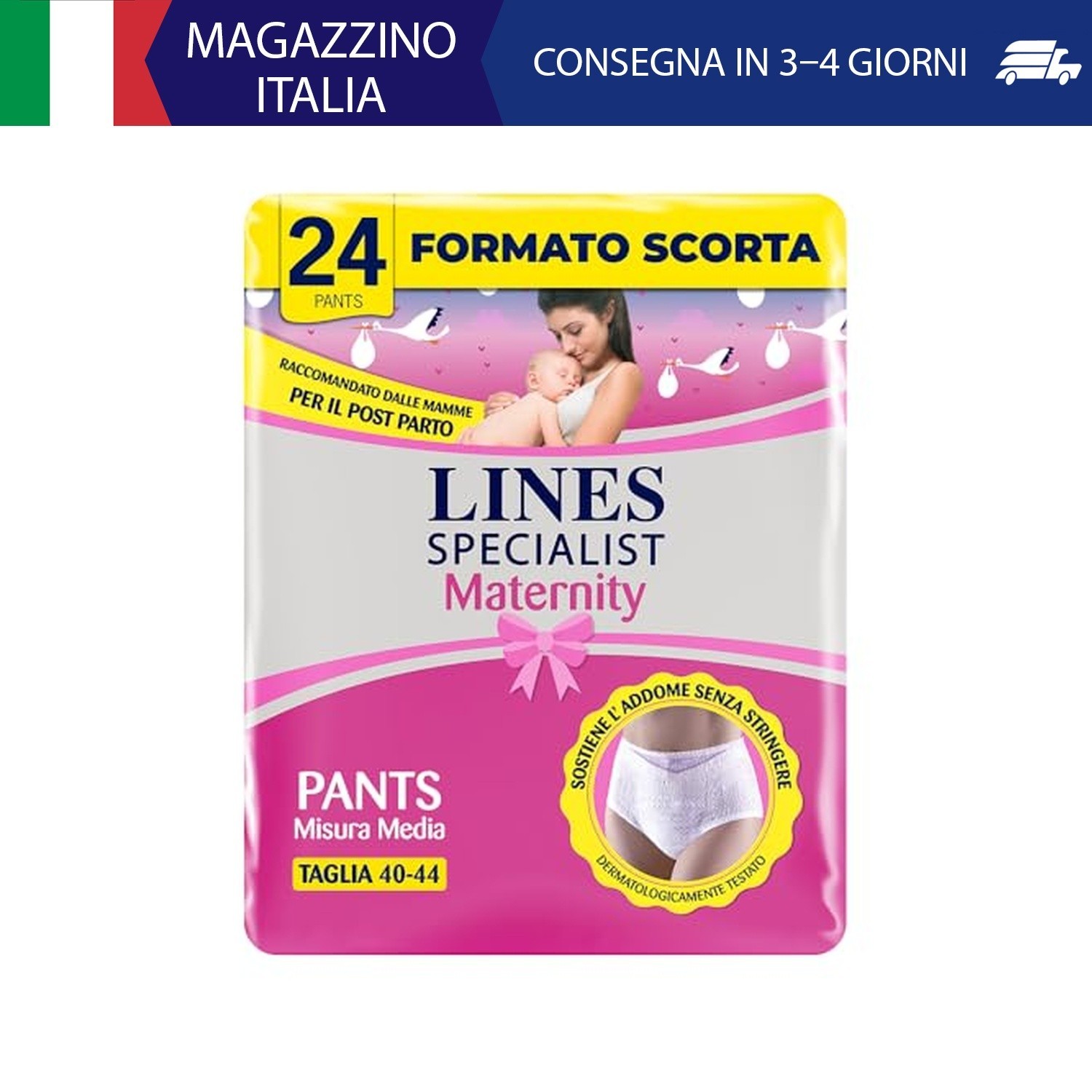 Lines Specialist Maternity, Mutandine Assorbenti Lines Maternity Post Parto, con