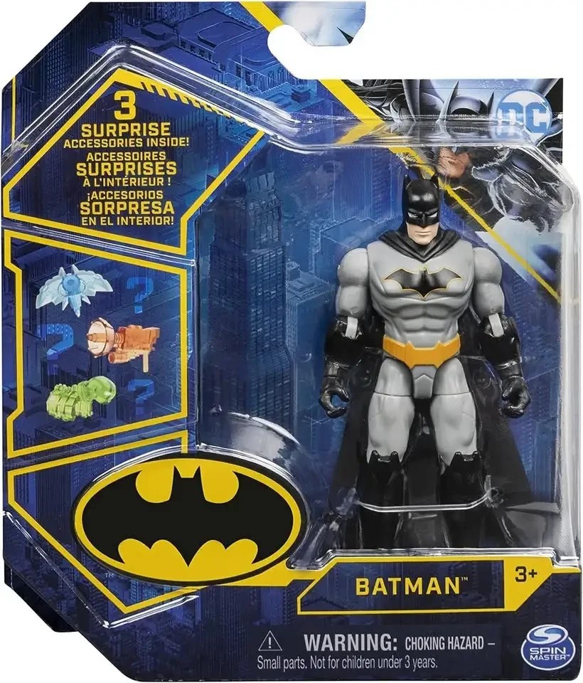 DC Comics Batman 4-inch Action Figure with 3 Mystery Accessories