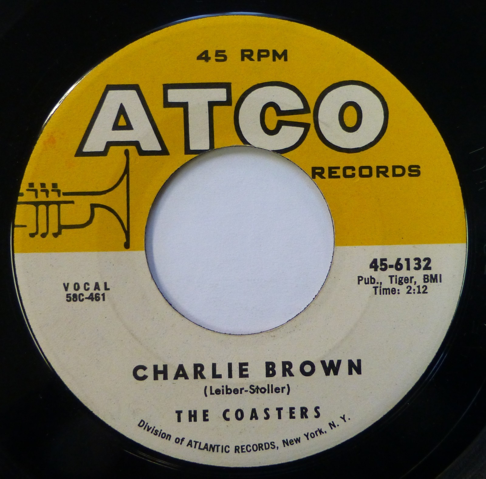 Coasters 45 Charlie Brown / Three Cool Cats 7" 45 RPM VG+ ATCO r&b Single