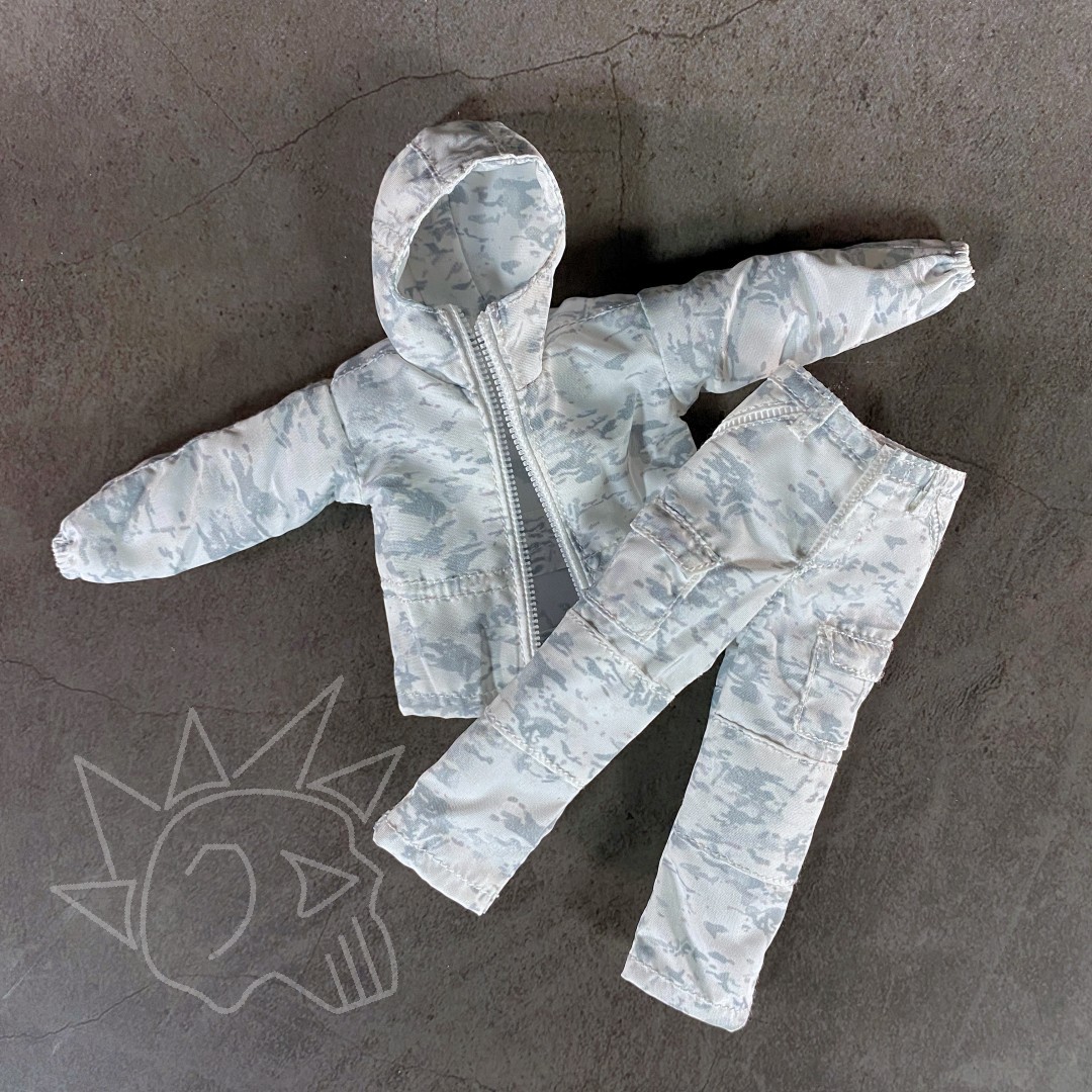 Set tuta mimetica neve scala 1/12 accessorio action figure personalizzato - SA03
