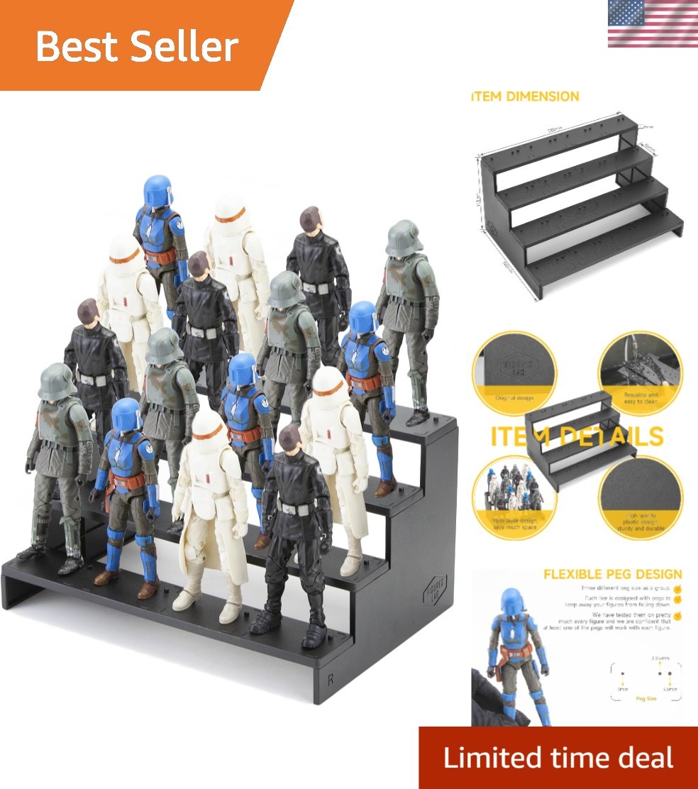 Versatile Supporto per Action Figure in Plastica Nera - Compatibilità 6 Pollici, Carico 2 kg