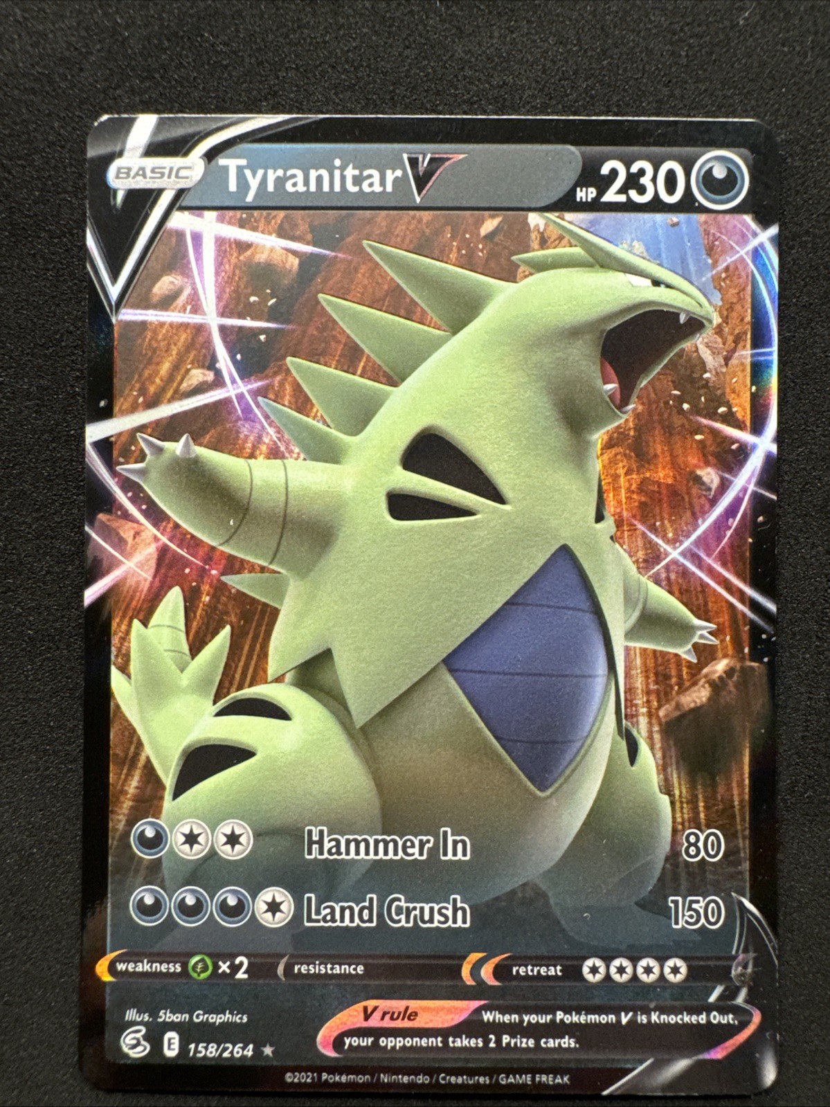 Tyranitar V 158/264 Swsh08: Fusion Strike Holo Pokemon
