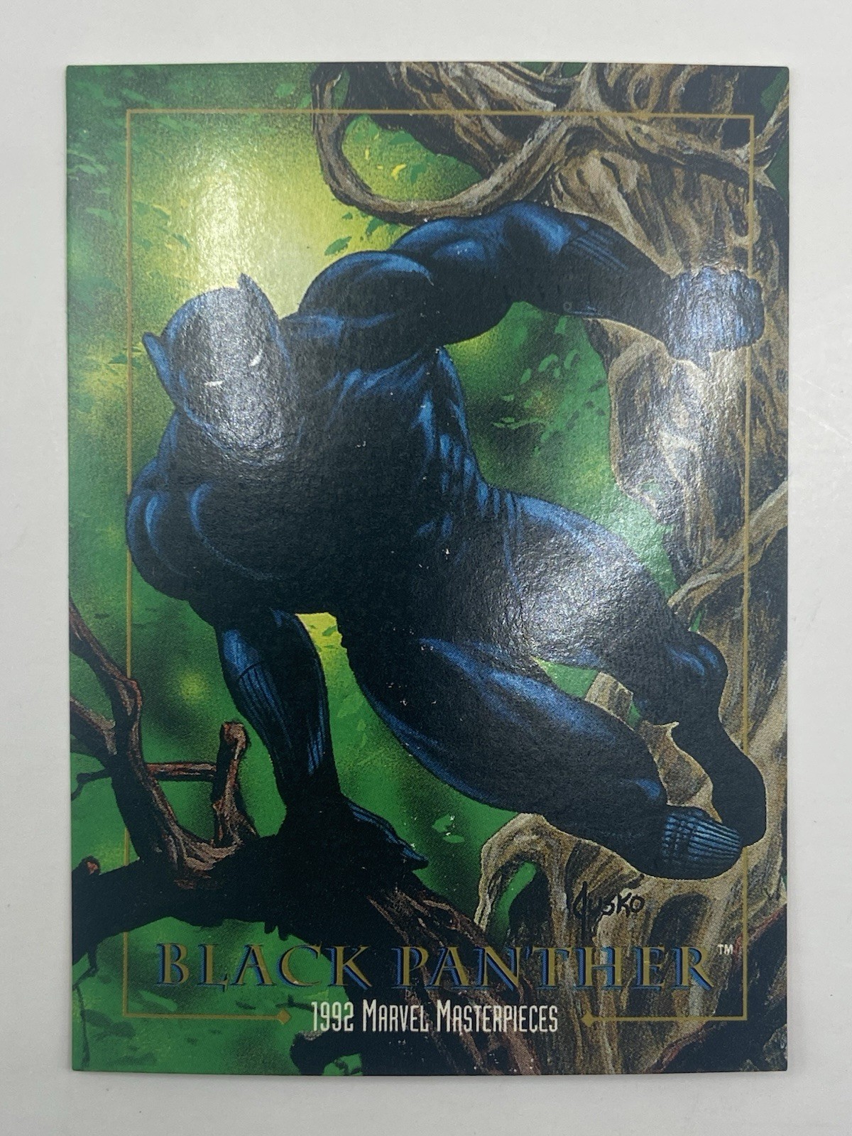 1992 Marvel Masterpieces #4 Black Panther Joe Jusko Art SkyBox carta MCU vintage