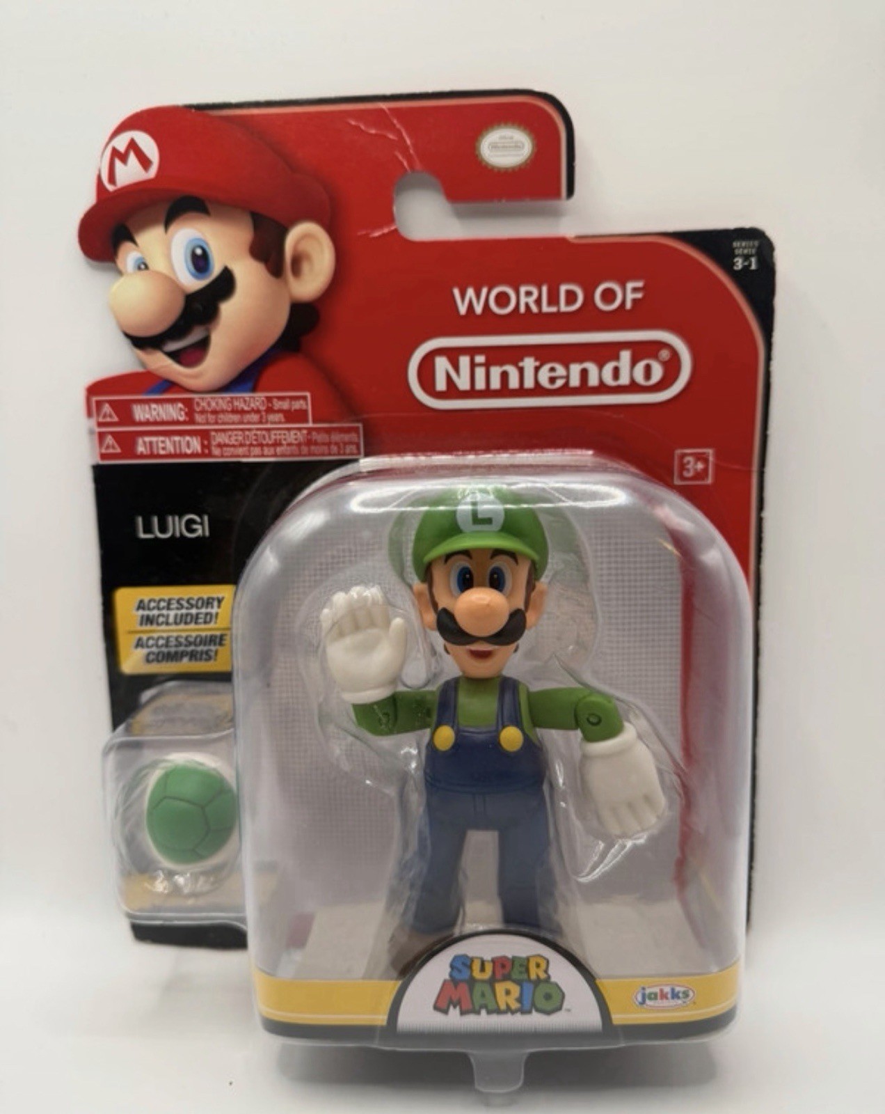 Super Mario Luigi 4" Figure Jakks Pacific Green Shell World of Nintendo Raro