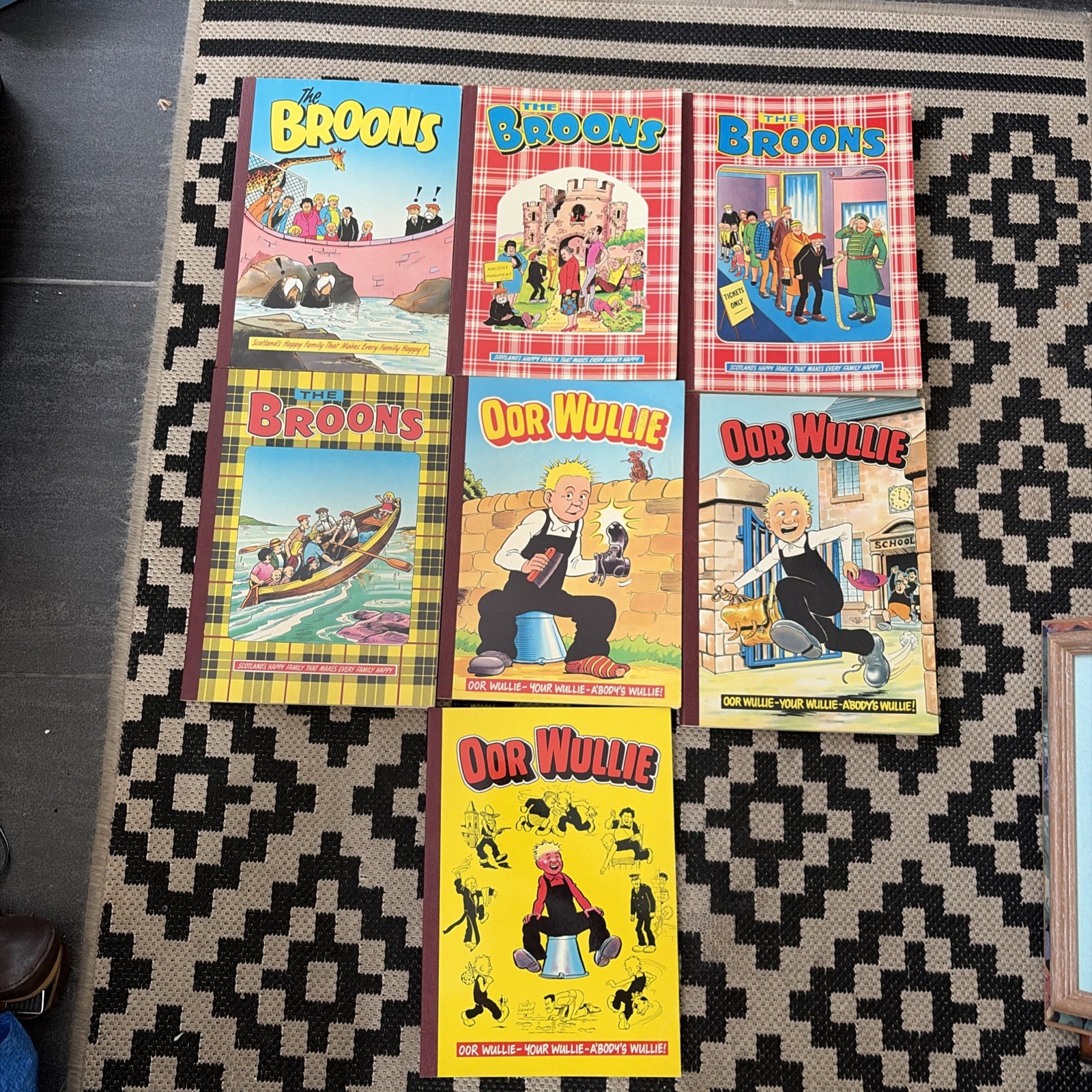 7 x The Broons & Oor Wullie, Vintage 1980's paperback books