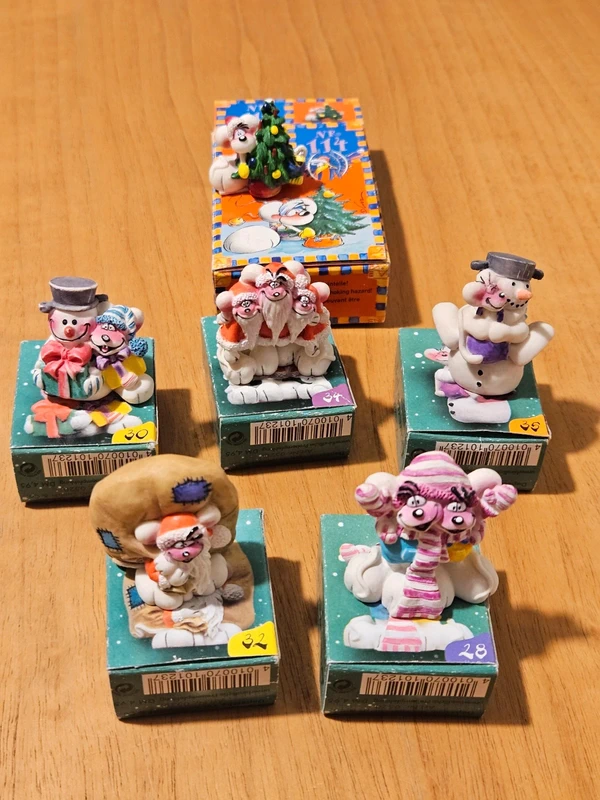 Lotto Statuine Diddl Serie 1, Speciale Natale con Scatola Originale n. 28-30-32-34-35 e 114