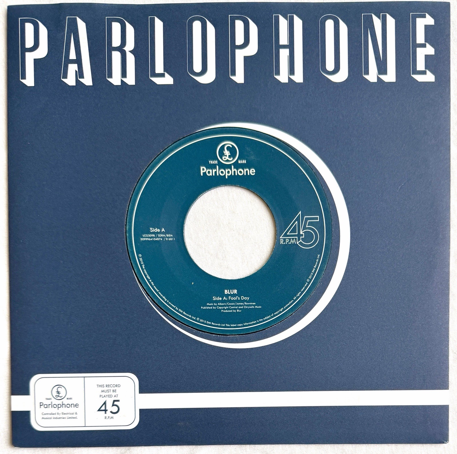 BLUR -Fools Day- Rare UK Record Store Day 7” Limited To 1000 Copies/Vinyl Record