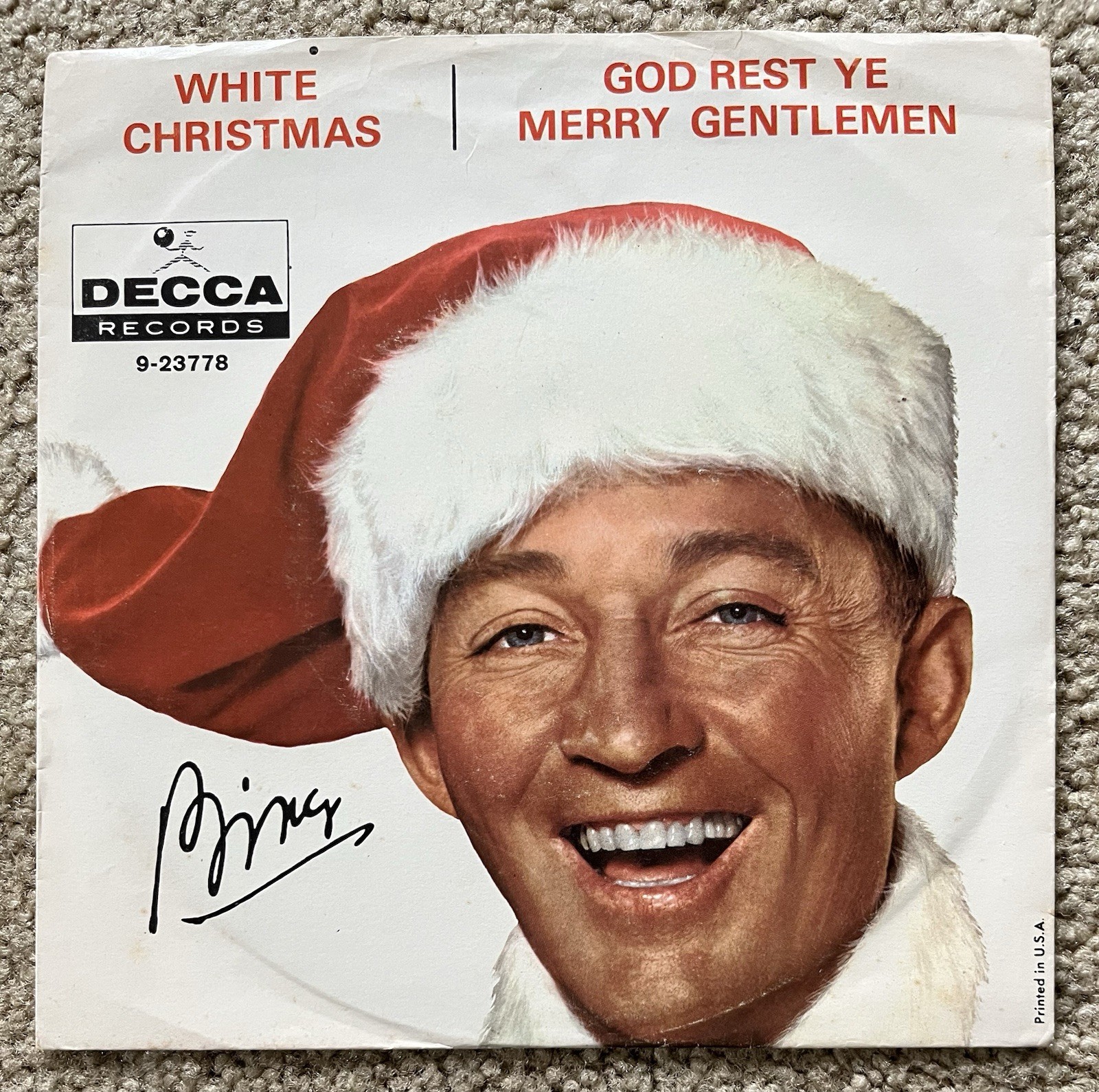BING CROSBY - White Christmas 7" 45rpm w/ Sleeve 1961 Decca 9-23778 Vinyl * /EX
