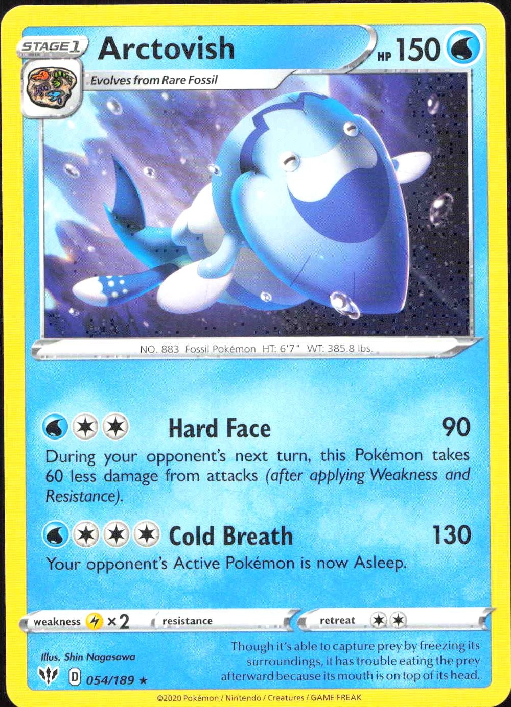 Pokémon Arctovish 54/189 Darkness Incendio 2020 quasi nuovo