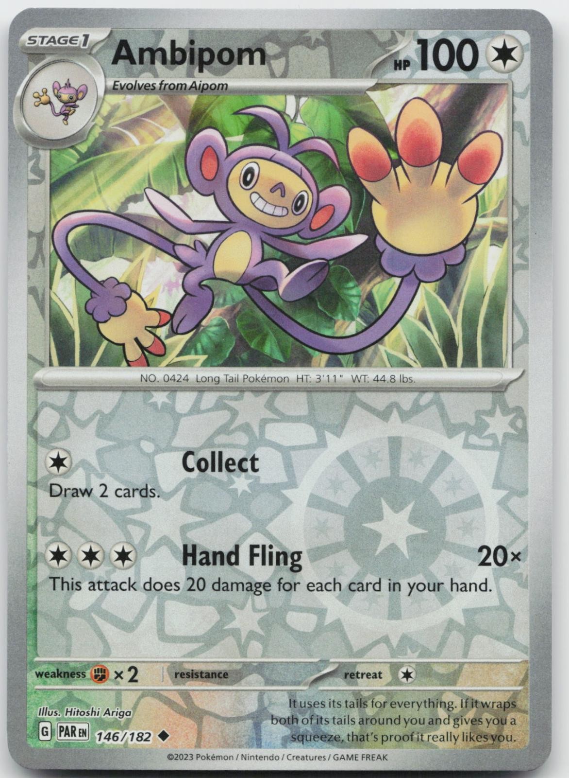 AMBIPOM 146/182 NON COMUNE PARADOSSO RIFT POKEMON REVERSE HOLO NM