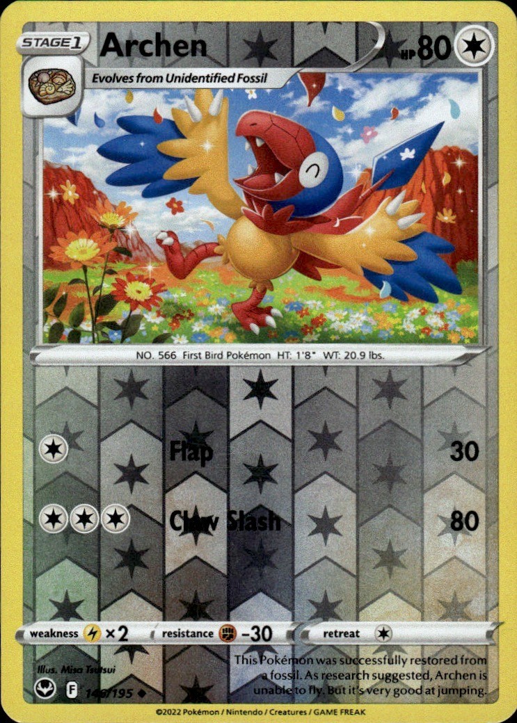 Archen 146/195 REVERSE HOLO Silver Tempest UC NM Misa Tsutsui Pokemon
