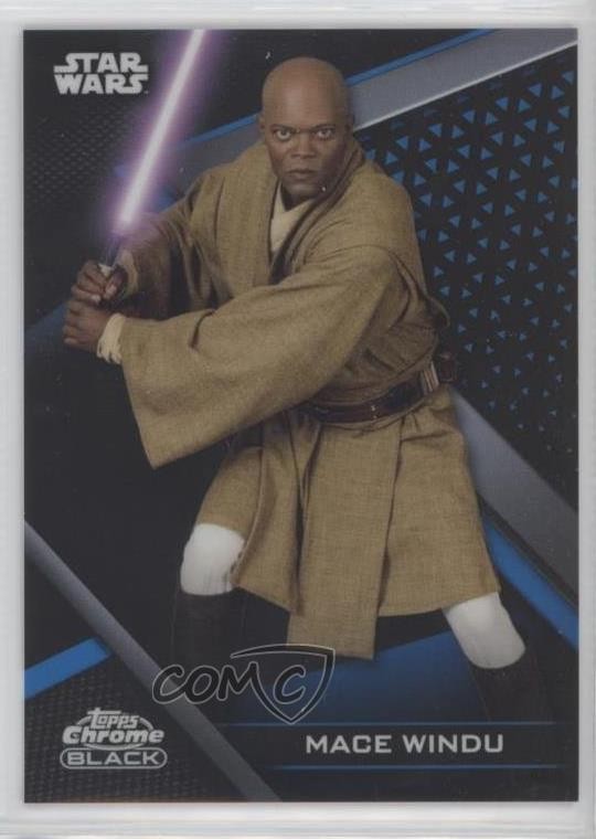 2022 Topps Chrome Black Star Wars Blue Refractor 38/75 Mace Windu #28 0z0m
