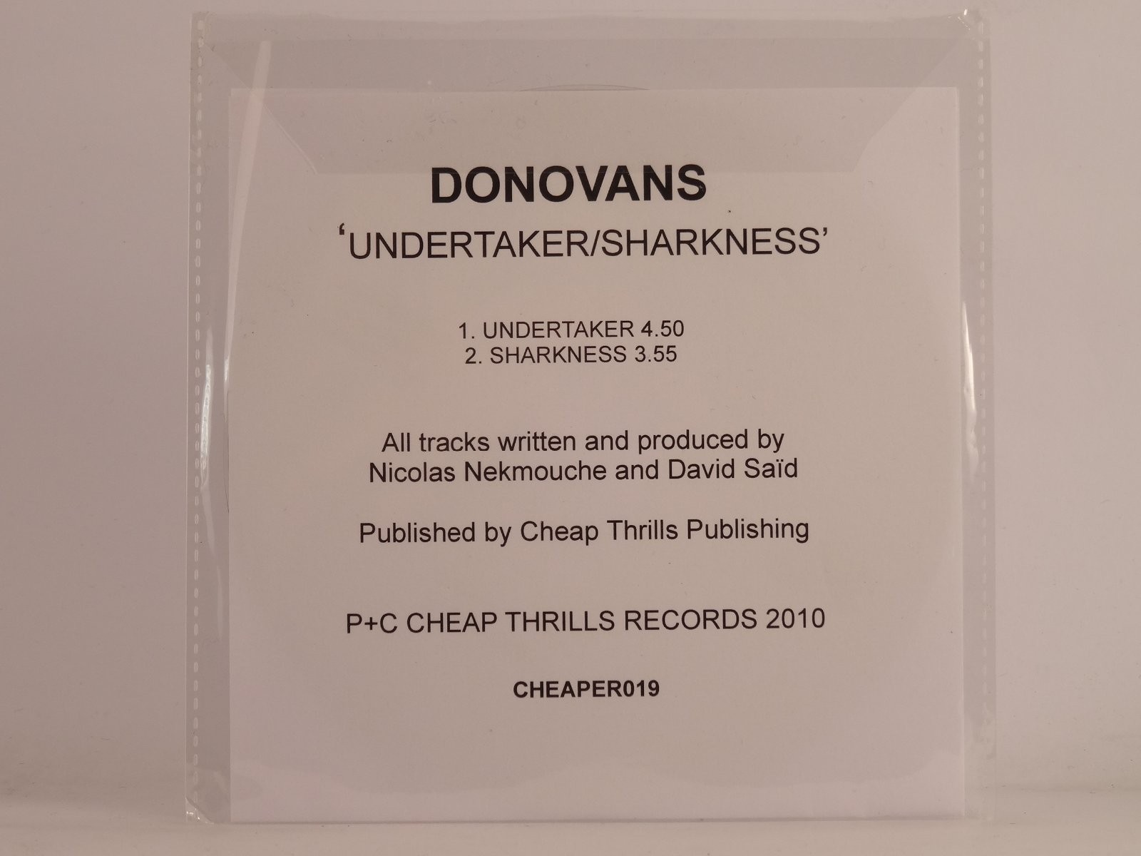 DONOVANS UNDERTAKER/SHARKNESS (F39) 2 Track Promo CD Single plus White Sleeve CH