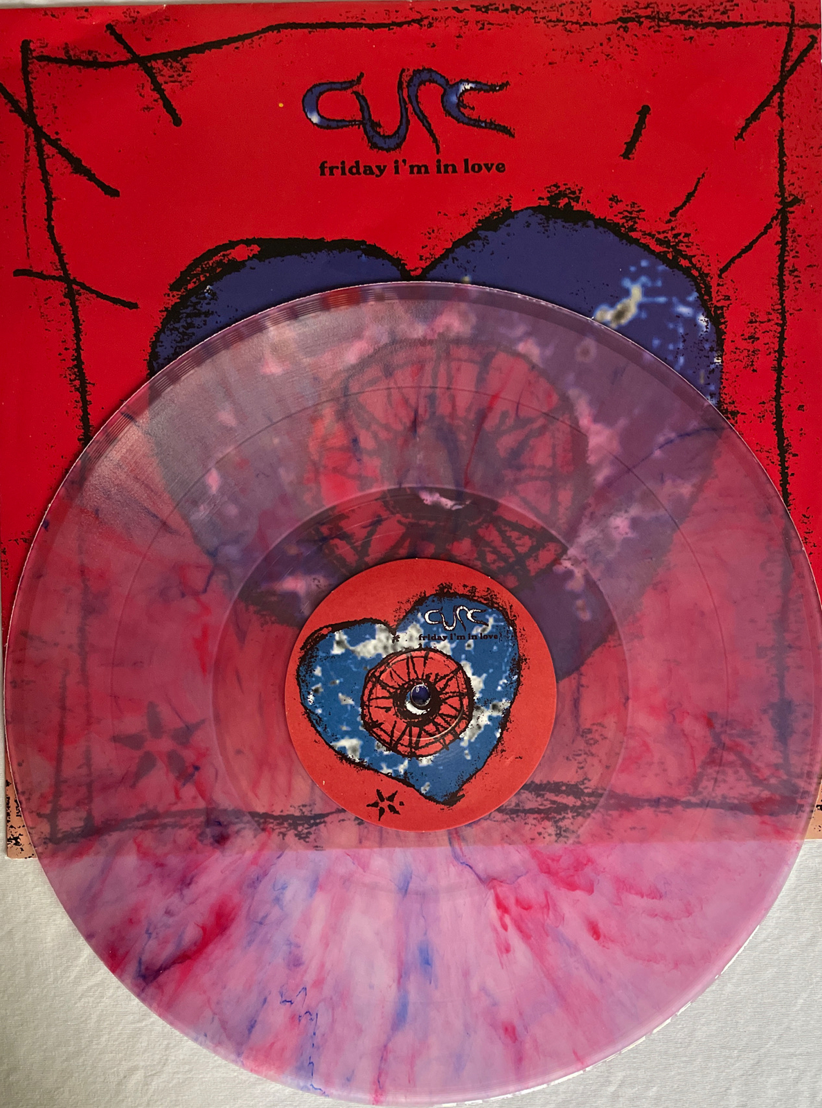 THE CURE -Friday I'm In Love- Rare UK Pink/Blue ‘Swirl’ Vinyl 12" (Vinyl Record)