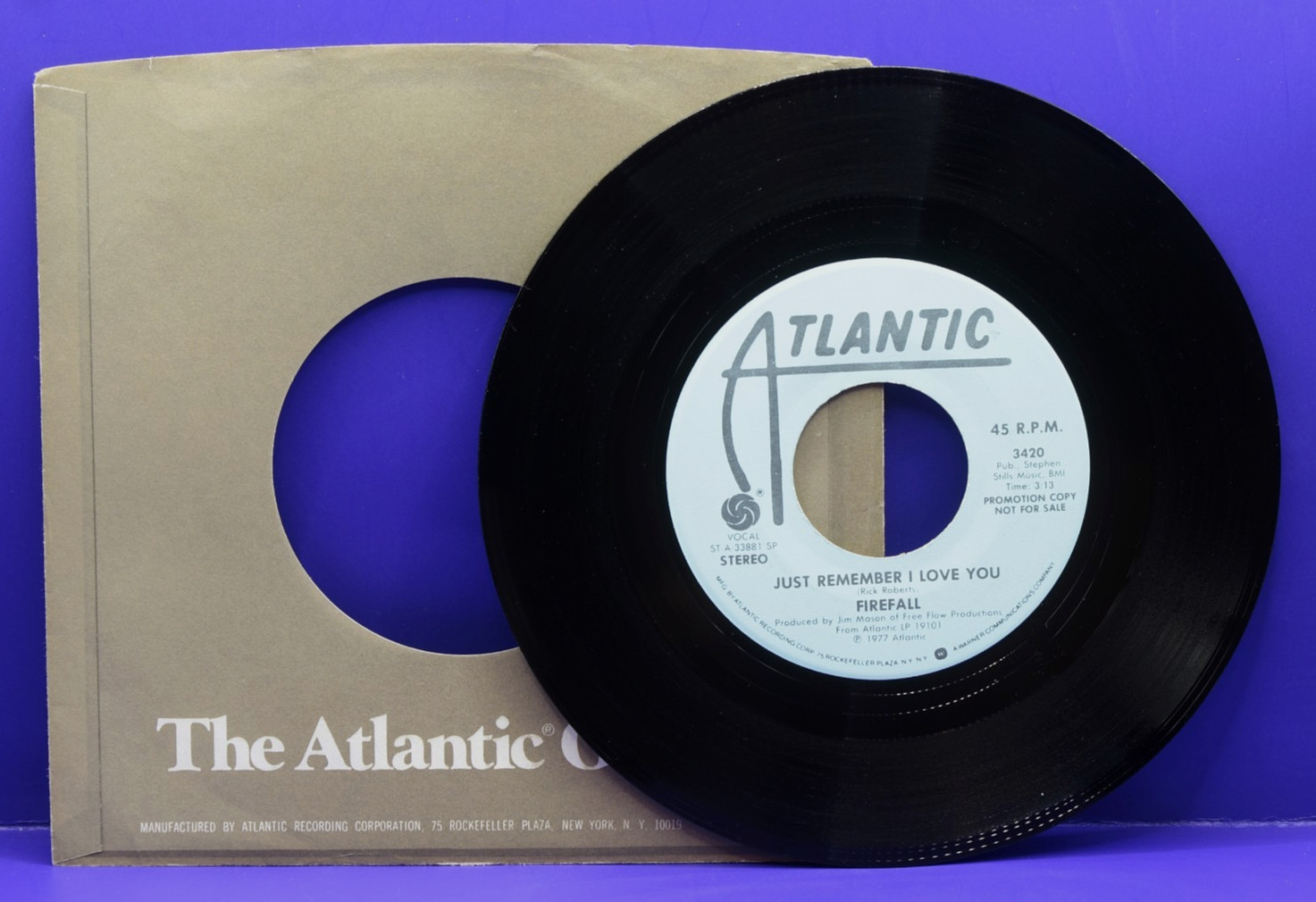 FIREFALL  Just Remember I Love You  PROMO 45 RPM  ATLANTIC 3420  NM/UNPLAYED