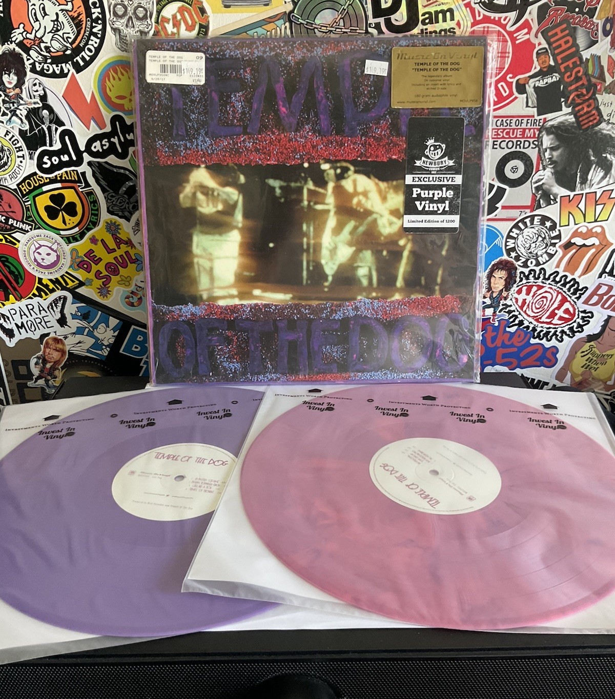 TEMPLE OF THE DOG Self Titled 2LP VG++ PURPLE/PINK VINYL/1200 W/HYPE STICKER 