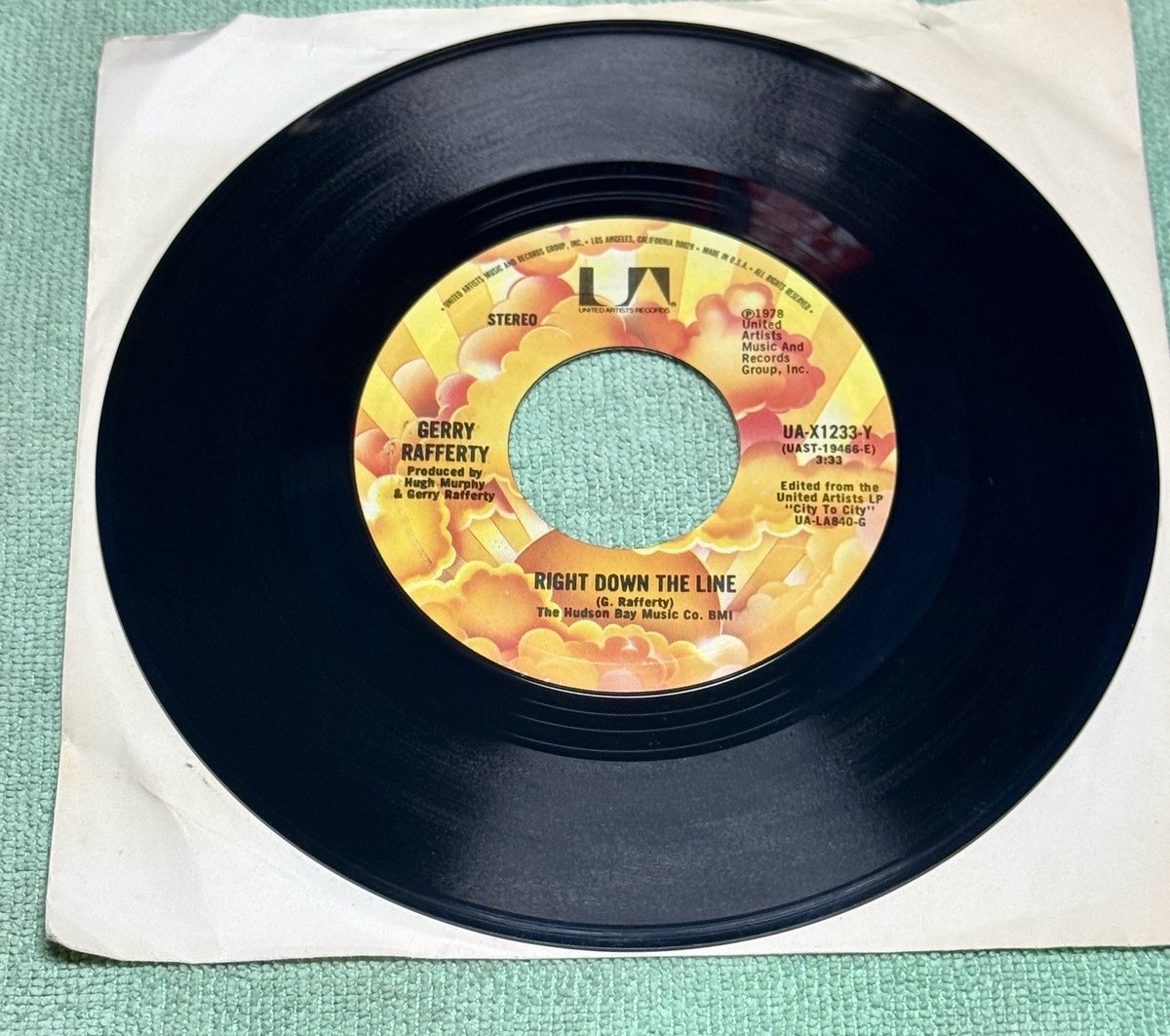 Gerry Rafferty Right Down The Line / Waiting For The Day 45 United Artists 1978