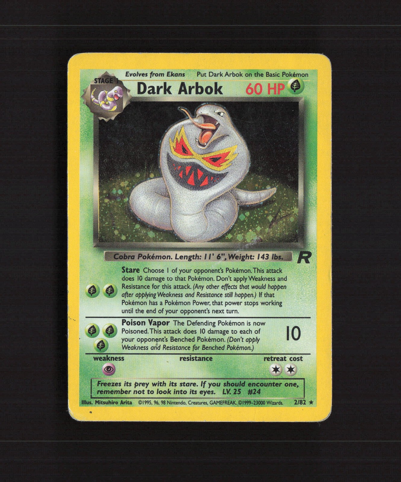 Dark Arbok 2/82 WOTC Team Rocket Holo rara 23000 MISPRINT carta Pokemon DMG