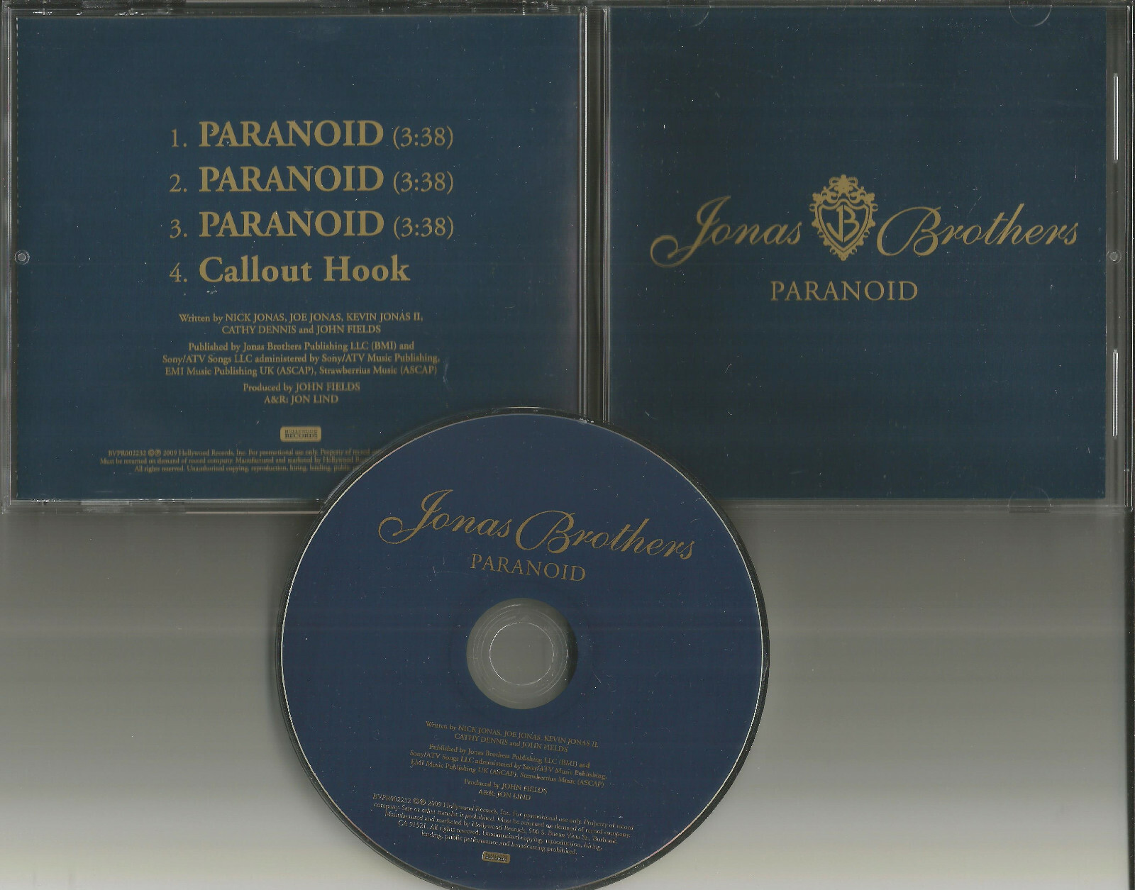JONAS BROTHERS Paranoid REPEATS 3 TIMES PROMO DJ CD Single w/ TOUR DATES MINT