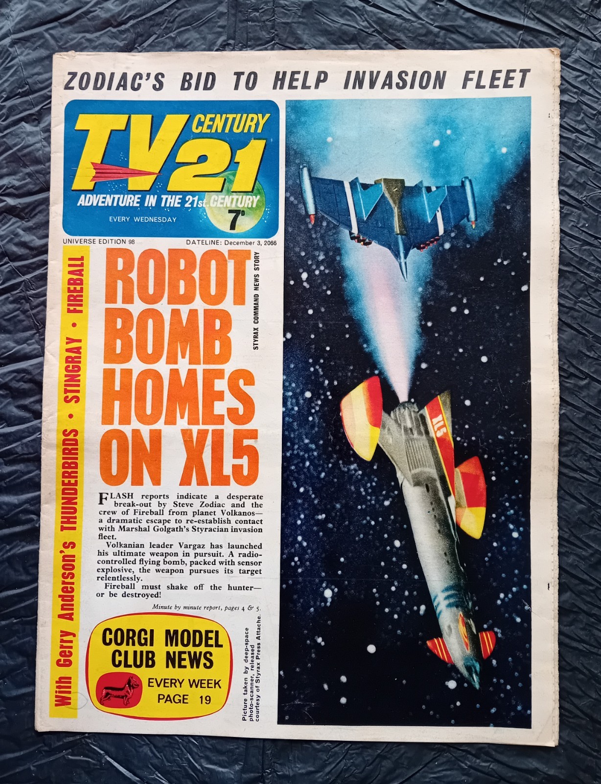 TV Century 21 comic #98 (03/12/1966). Flat/clean/complete. VG+