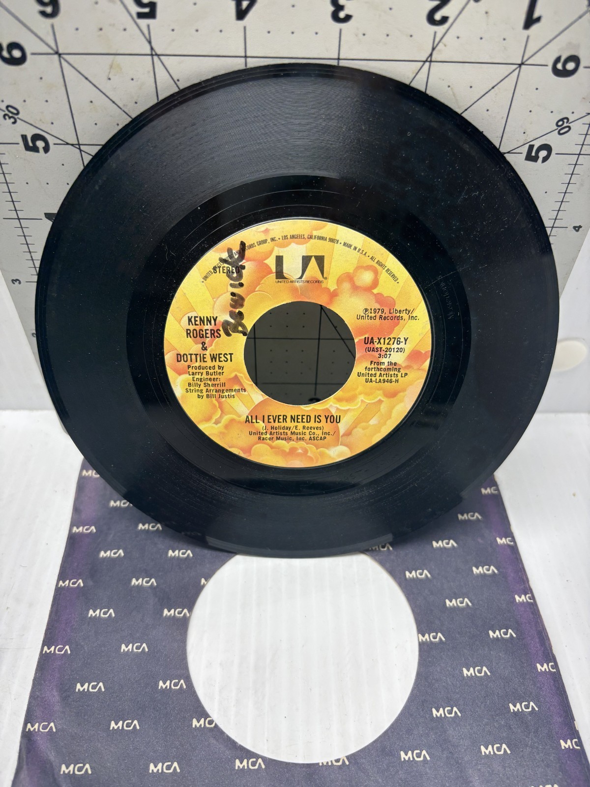 Kenny Rogers Dottie West All I Ever Need Is You 45 RPM UA-X1276-Y
