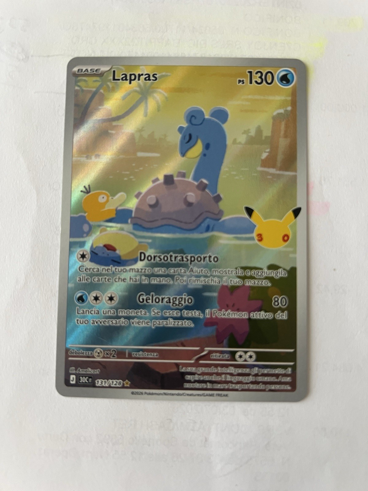 Pokémon Lapras 131/128 ITA Foil Olografico 30 anniversario