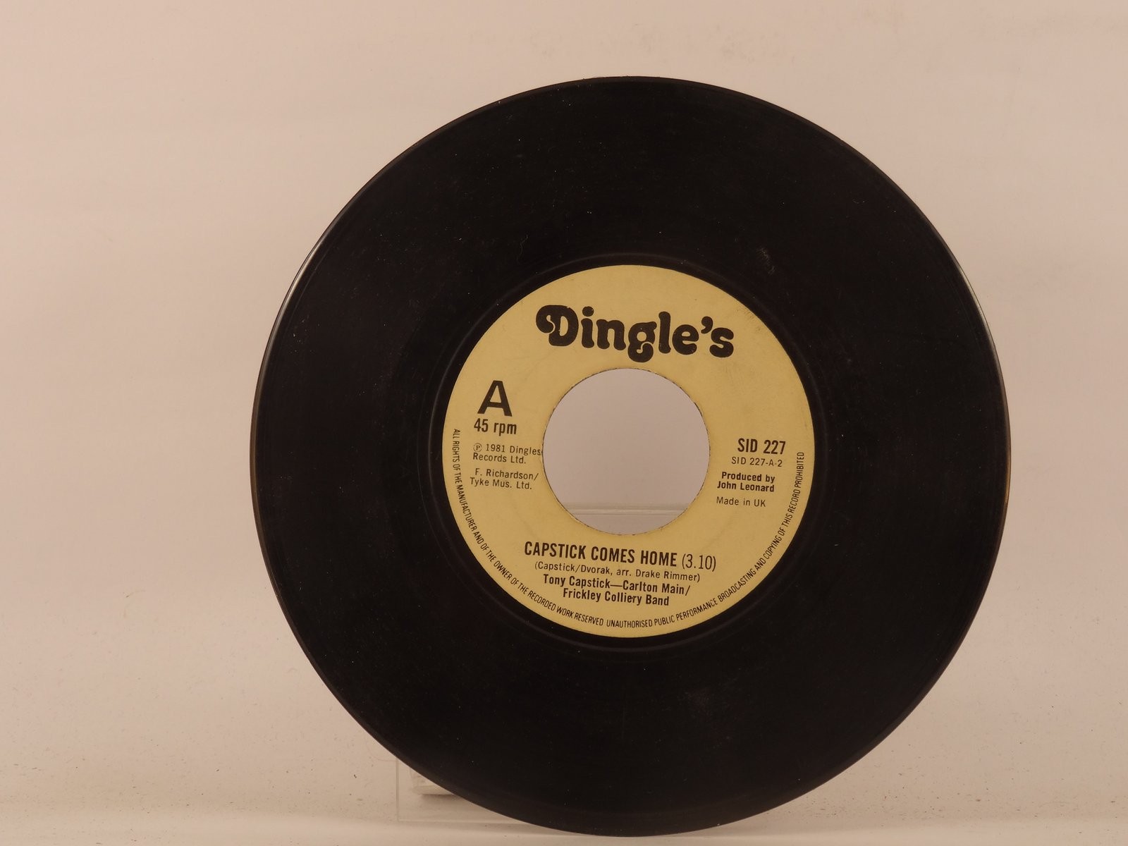 CAPSTICK,TONY CAPSTICK COMES HOME (1) (137) 7" DINGLES