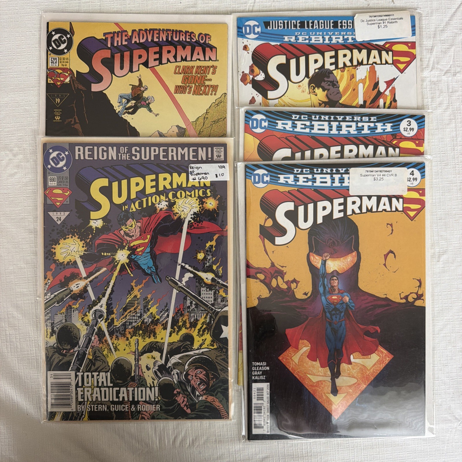 Superman 1990s Copper-Age Classics & 2016 DC Rebirth Eras - Lot of 5 Comics