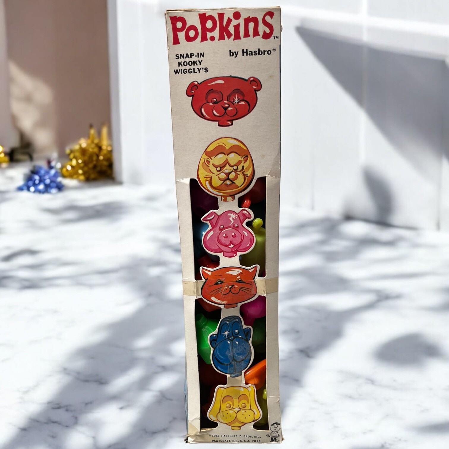 Vintage Hasbro Pop.Kins 1966 Popkins Snap-In Kooky Wiggly's Plastic Animal Toys