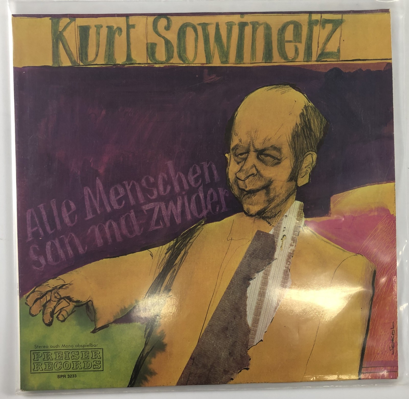 12''LP Kurt Sowinetz – Alle Menschen San Ma Zwider (Beethoven's 9.) - 1972