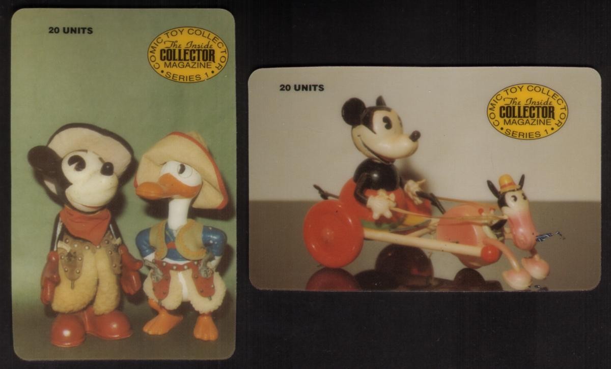20u Interno Collettore Rivista Disney Antico Mickey Mouse Set Di 2 Telefono Card