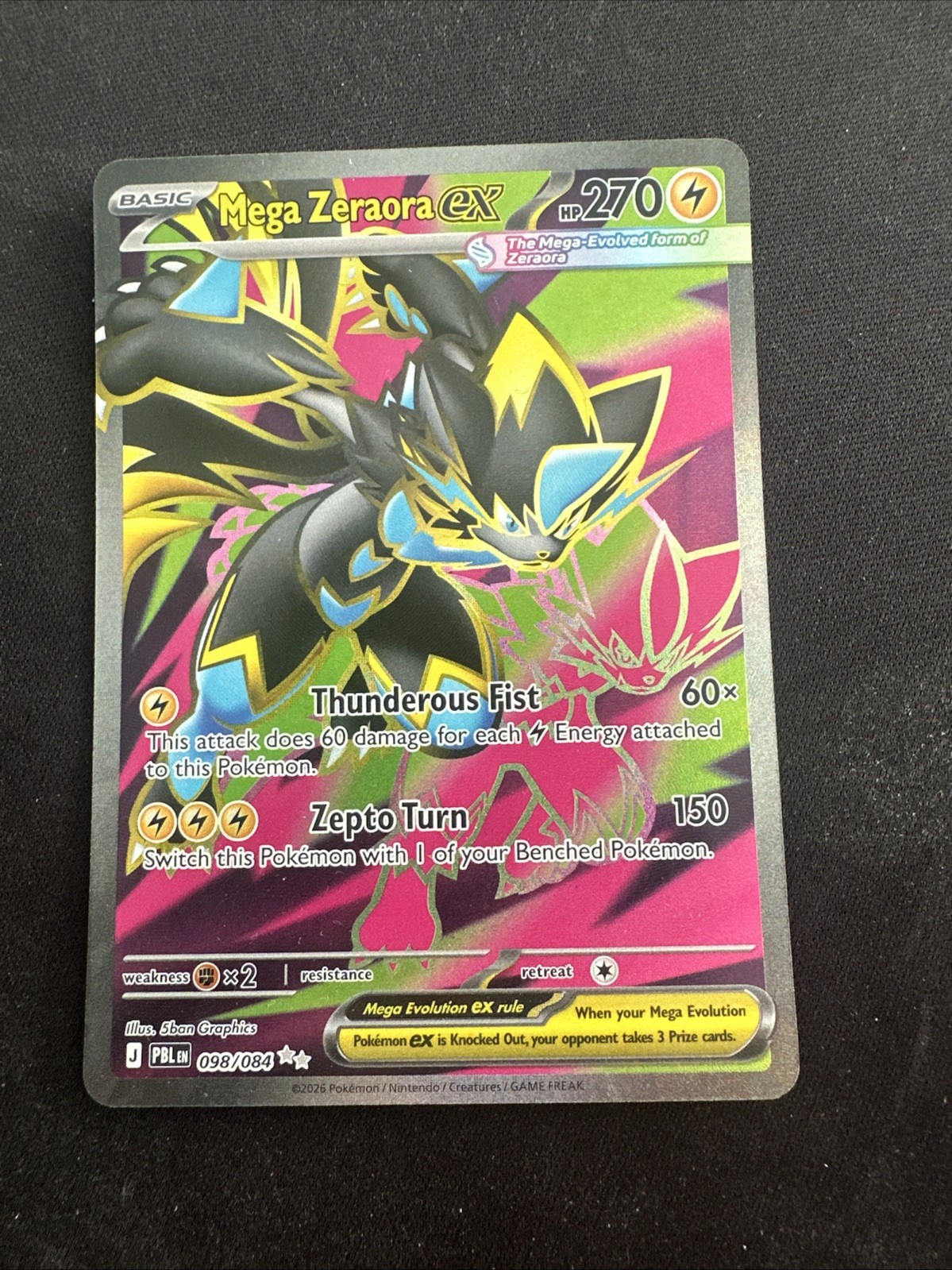 Pokémon TCG - Mega Zeraora EX 98/84 - Pitch Black - Holo IT Full Art NM