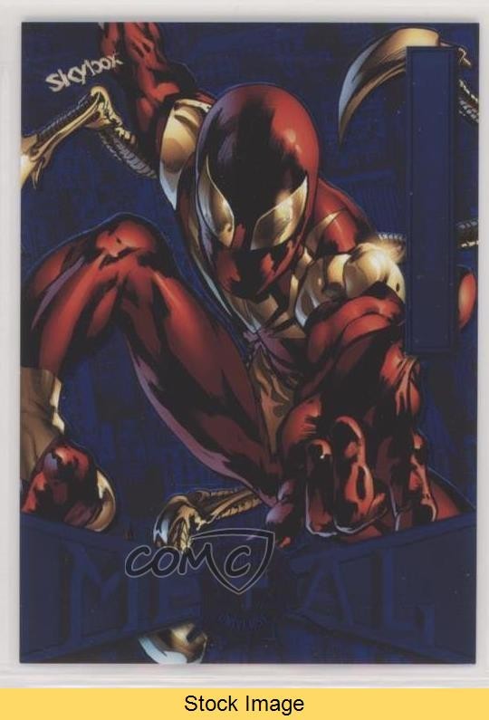 2022 Marvel Metal Universe Spider-Man Neon Blue Light FX Iron Spider READ 1b8