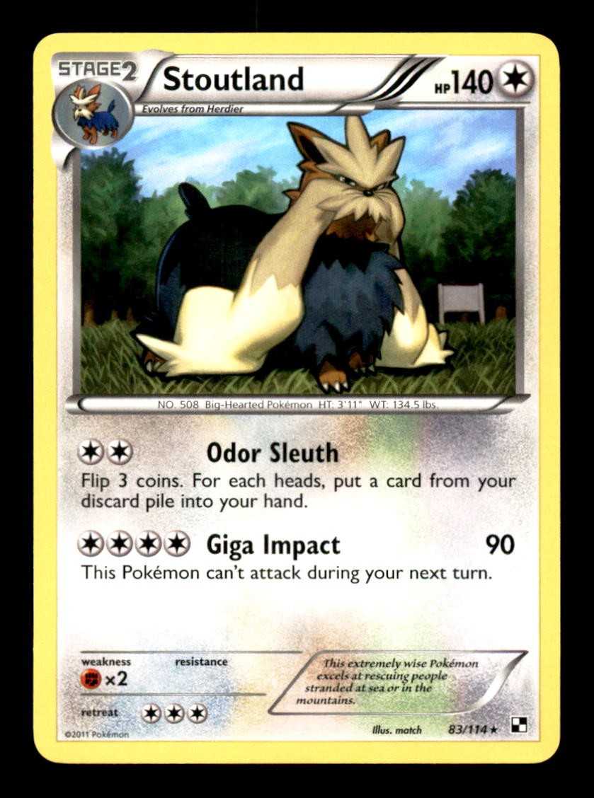 STOUTLAND 83/114 POKEMON BIANCO E NERO QUASI NUOVO/M